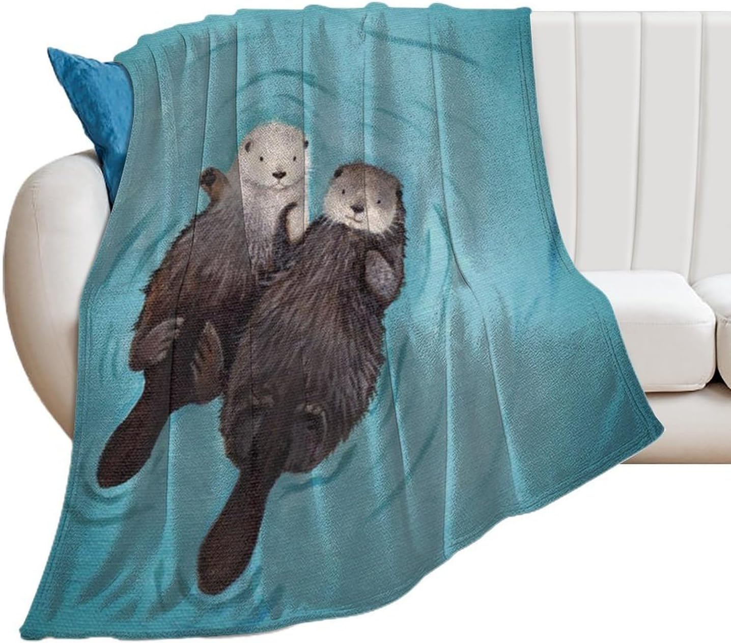 Otters Holding Hands Throw Blanket for Couch Super Soft Warm Lightweight Throw Blankets Cozy Flannel Bed Blanket Cute Decorative Blankets for All Seasons Home Decor Gift 50"*60"（130 * 150cm）
