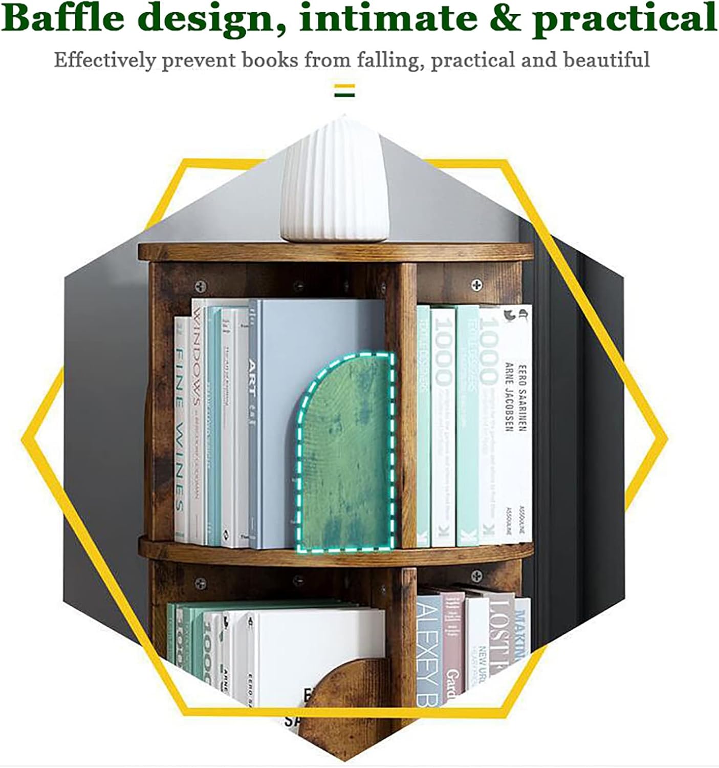 Wooden Rotating Bookshelf,Tall Floor Standing Bookcase,Multi-Functional Storage Display Rack Modern Open Shelves for Home Office Living Room Study (White 4 Tier 39x39x128.5cm)