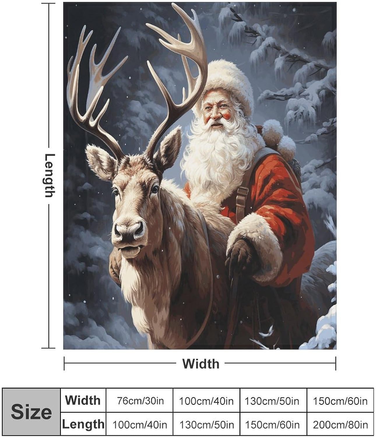 Santa Claus and Deer Elk Throw Blanket for Couch Super Soft Warm Lightweight Throw Blankets Cozy Flannel Bed Blanket Cute Decorative Blankets for All Seasons Home Decor Gift 30"*40"（76 * 100cm）
