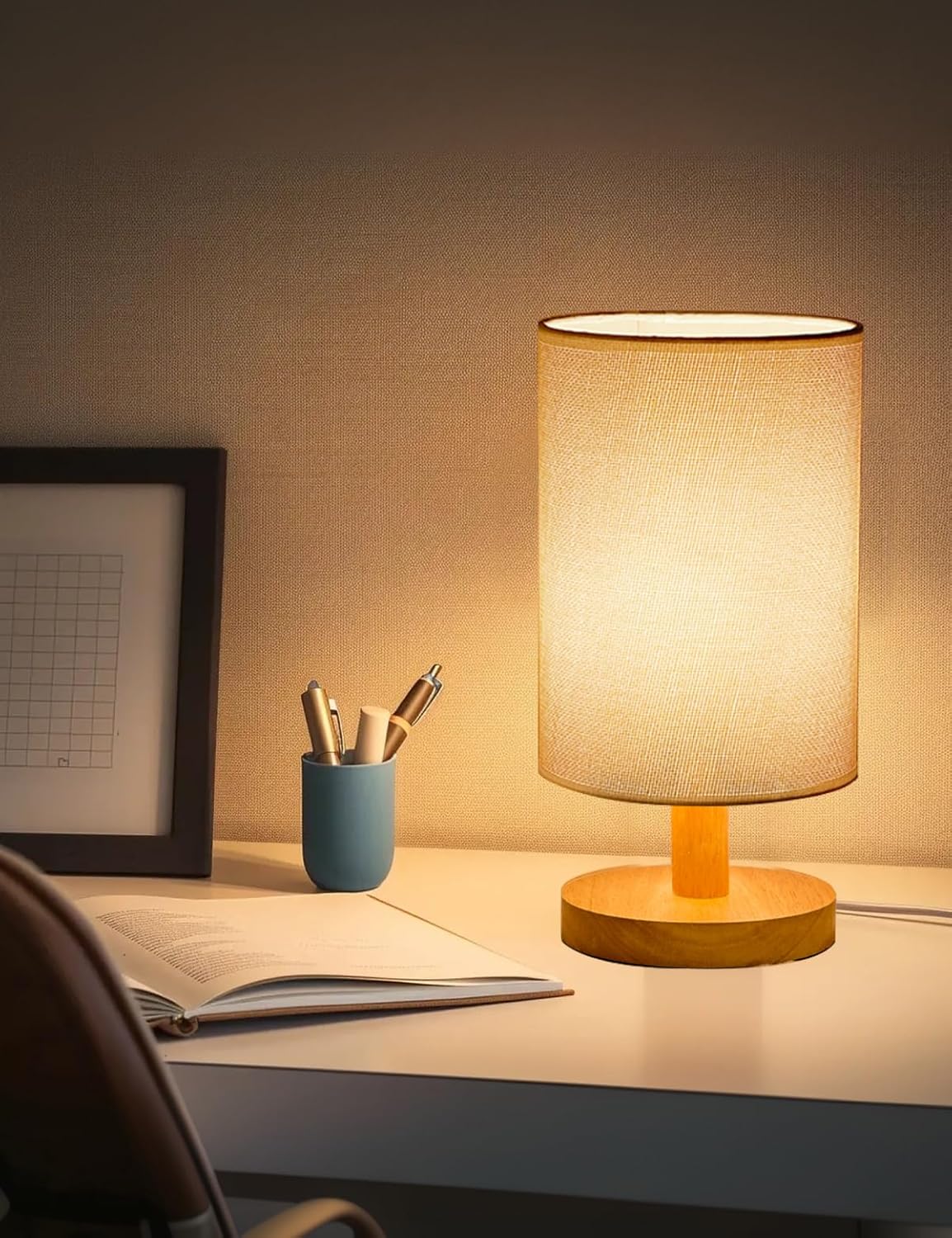 2 Pack Table Lamp, Bedside Lamp Nightstand Lamp, 3000K Warm Light Desk Lamp, USB Powered LED Reading Lamp, Boho Vintage Small Lamp for Bedroom Living Room Office Dorm Dresser Bookshelf