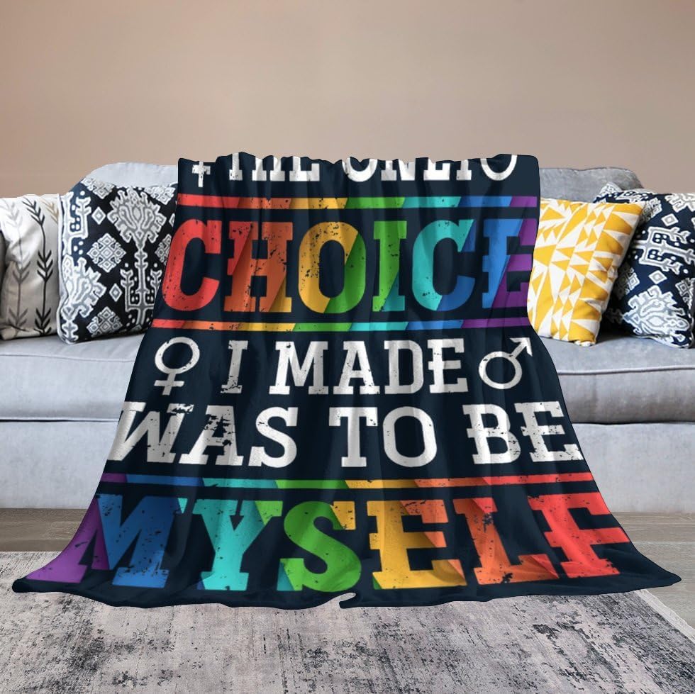LGBT Blanket Gay Pride Throw Rainbow LGBT Colorful Flannel Soft Warm Enlarged Blankets 50”x40” Thickened Fuzzy Plush for Men Women Gay Pride Plush Throw Blanket Gift for Bed Sofa Multiple Sizes