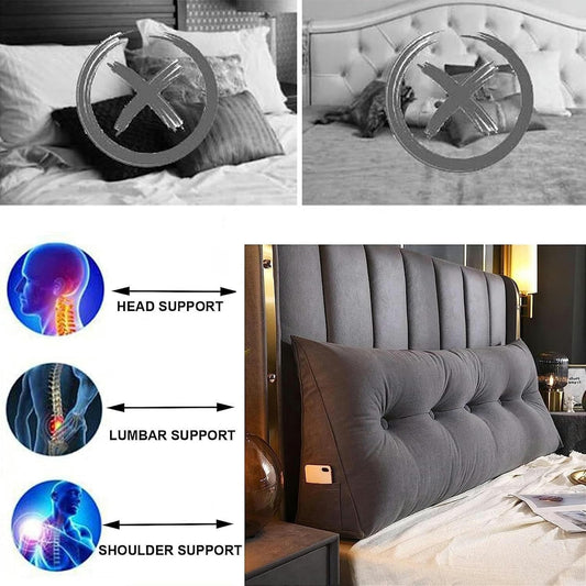Triangular Headboard Wedge Pillow Triangular Headboard Backrest Cushion, Headboard Reading Backrest, Sofa Bed Upholstered Double Tatami Pillow with Removable Pillowcase