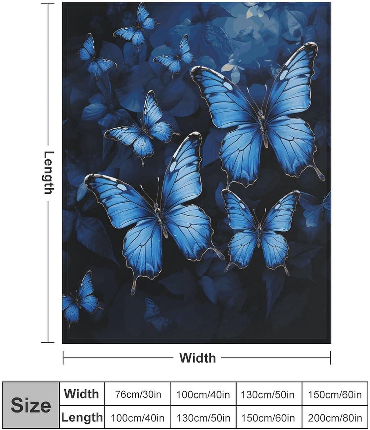 Dark Blue Butterflies Throw Blanket for Couch Super Soft Warm Lightweight Throw Blankets Cozy Flannel Bed Blanket Cute Decorative Blankets for All Seasons Home Decor Gift 30"*40"（76 * 100cm）