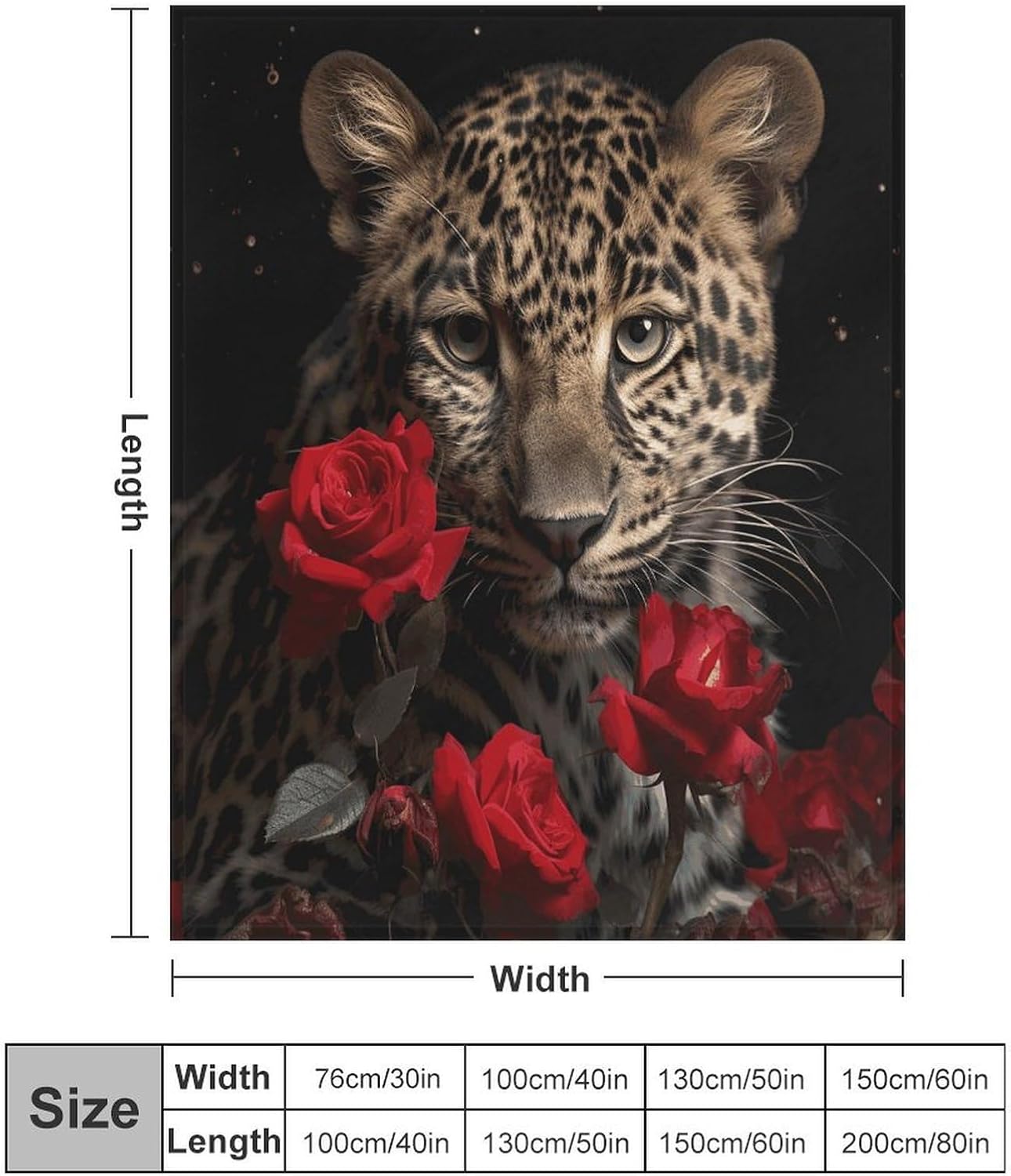 Rose Leopard Throw Blanket for Couch Super Soft Warm Lightweight Throw Blankets Cozy Flannel Bed Blanket Cute Decorative Blankets for All Seasons Home Decor Gift 30"*40"（76 * 100cm）
