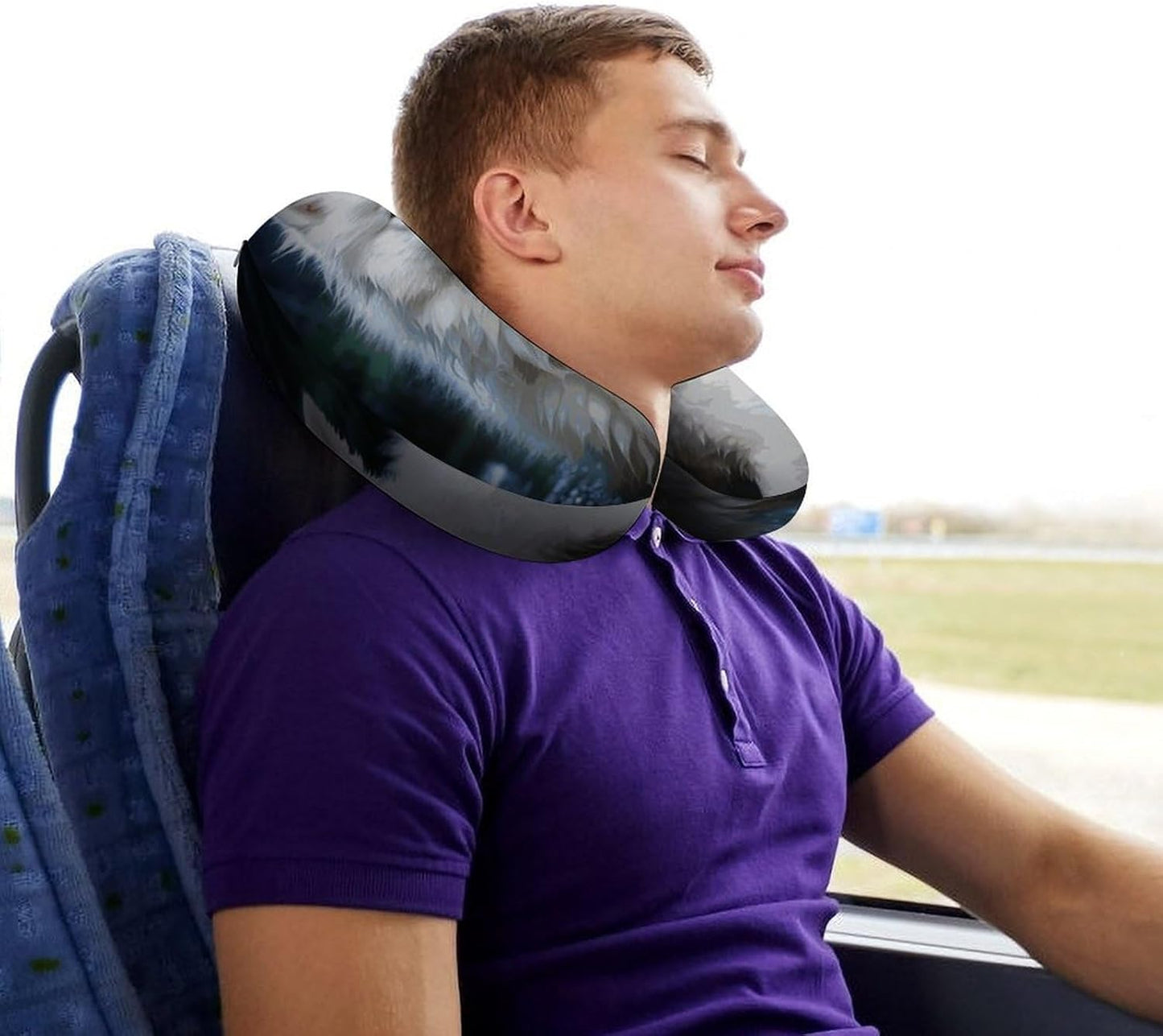 White Dog Neck Pillow Memory Foam U Shaped Pillows Portable Pillows for Shoulder Travel Head Support Pillow with Concealed Zipper for Airplane Car Home Office