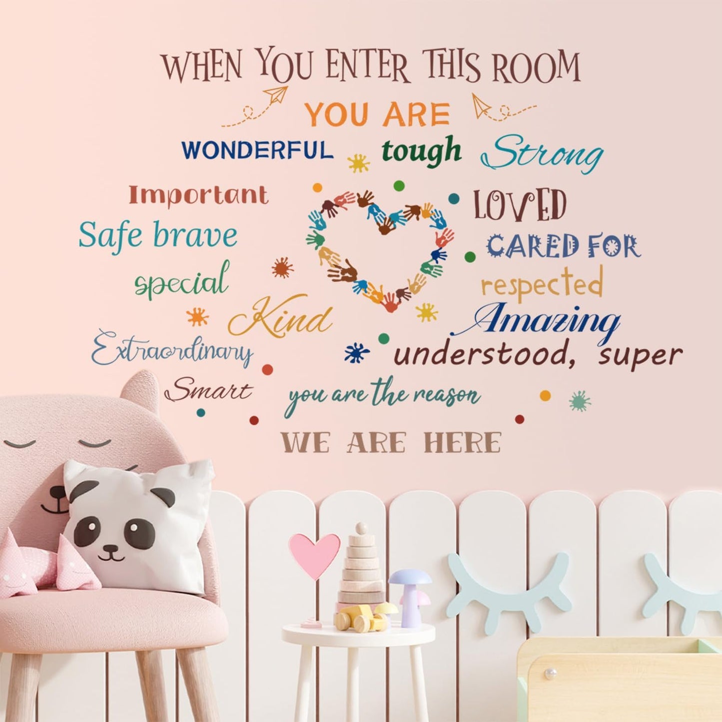 Colorful Inspirational Quote Wall Decals Motivational Positive Phrase Wall Stickers Handprint Splatter Wall Sticker Peel and Stick Removable Wall Decor for Kids Classroom School LM93233