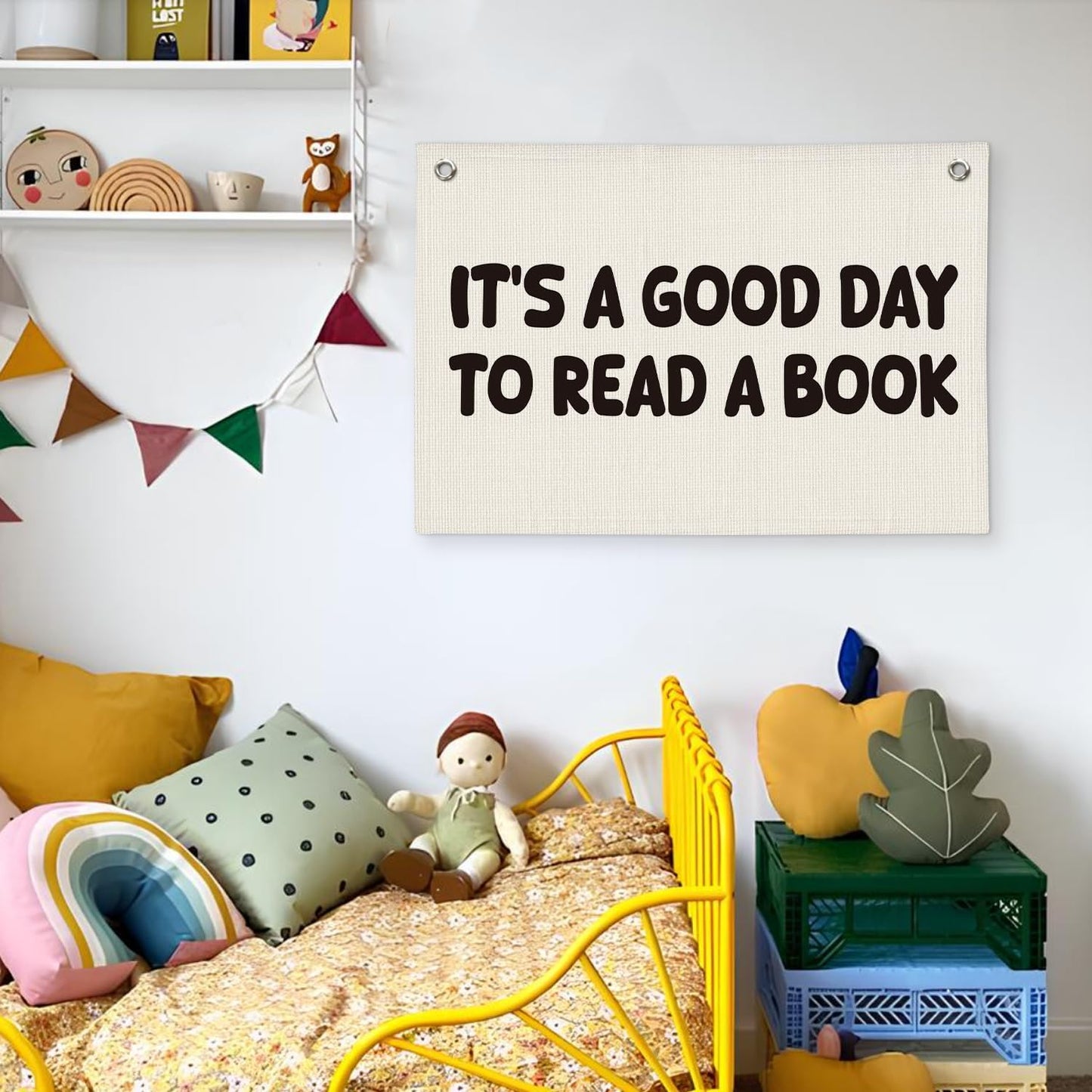 Classroom Decor, Reading Nook Decor, It's A Good Day To Read A Book Banner 20x30 Inch - Book Club Decorations, Kids Bedroom Wall Art, Bookworm Gift Idea, Cozy Reading Corner Playroom Wall Hanging