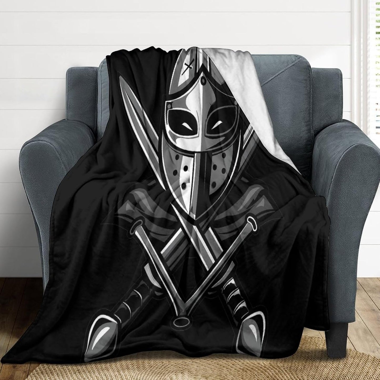 Fencing Mask Sword Fleece Blanket Soft Cozy Throw Blanket Couch Blanket for Home Living Room Decor 50"x60"