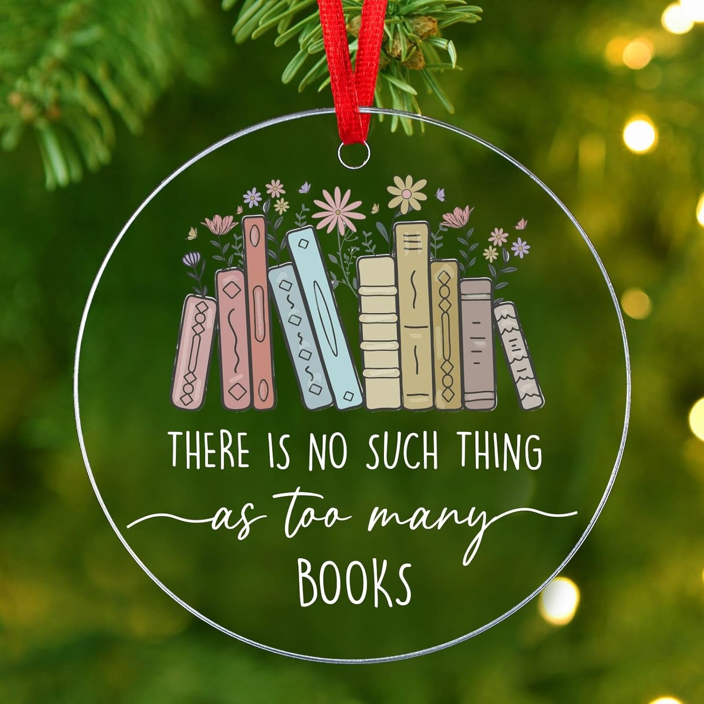 Book Ornaments Gifts 2025 - Christmas Ornaments Gifts for Books Lovers, Women, Readers, Bookworm - Just One More Chapter Ornament Gift for Christmas Tree - Cute Bookish Decoration Gift