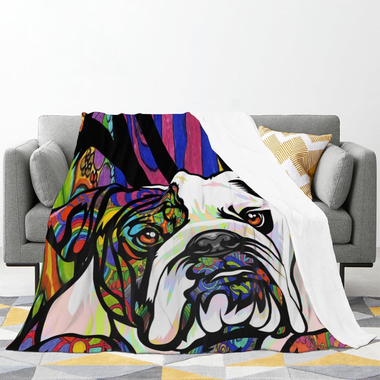 Bulldog Throw Blanket Dog Printed Pattern Blanket Suitable for Men Women Boy Girl Cute Bedroom Decoration Pet Blankets Sofa Air Conditioning Blanket (60''X50'', Bulldog)