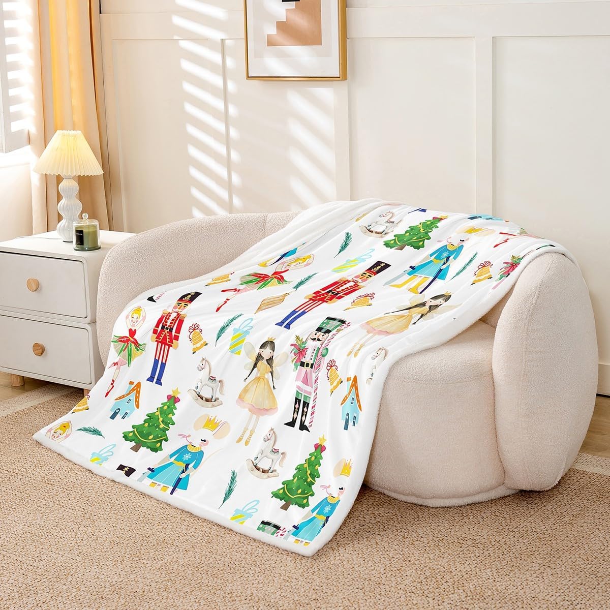 Feelyou Christmas Nutcracker Throw Blanket Nutcracker Ballet Soft Fleece Sherpa Cozy Fuzzy Plush Warm Fairy Princess Mouse Fuzzy Plush Throw Xmas Baby 30"x40" for Bed Couch Living Room
