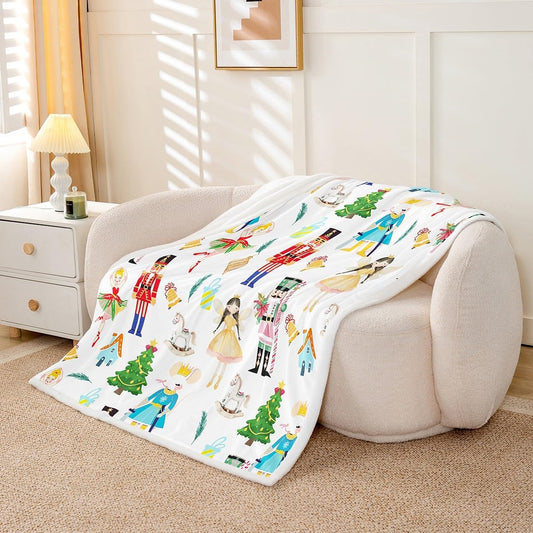 Feelyou Christmas Nutcracker Throw Blanket Nutcracker Ballet Soft Fleece Sherpa Cozy Fuzzy Plush Warm Fairy Princess Mouse Fuzzy Plush Throw Xmas Baby 30"x40" for Bed Couch Living Room