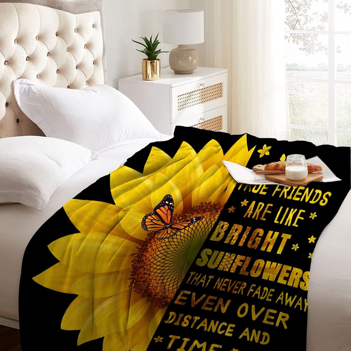 Friend Gift Blankets, Sunflower Blanket for Women, Gift for Best Friend, BFF Bestie Birthday Present, Friendship Blanket 60“ x 80"