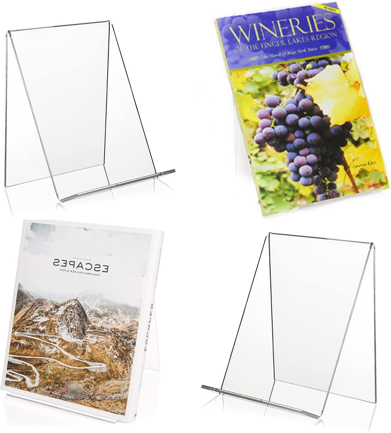 10 PCS 6‘’ x 4‘’ Acrylic Book Display Stand Clear Easel Without Ledge Tablet Holder for Displaying Books, Pictures, Notebooks, CDs, Artworks, etc (Large)