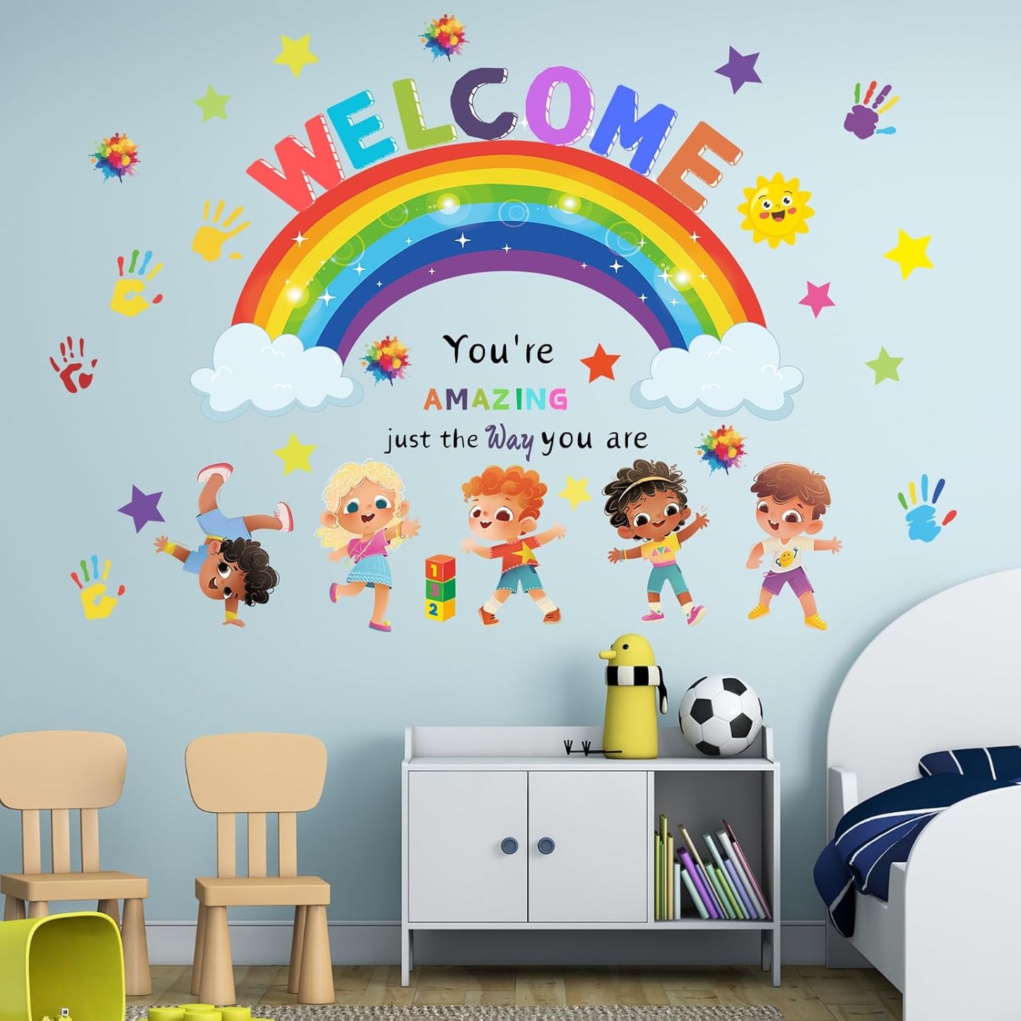 You are Amazing Inspirational Quotes Classroom Wall Stickers - Reading Corner Rainbow Wall Decals Peel and Stick Wall Art Stickers for Reading Room Classroom Nursery Kids Room Decor