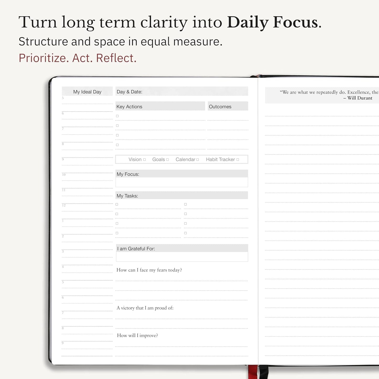 The Phoenix Journal – Quarterly Goal Planner & Daily Journal for Focus, Productivity & Clarity – 12 Week Undated Roadmap with Vision & Goal Setting – Daily, Weekly & Monthly Planning – Hardcover - Black