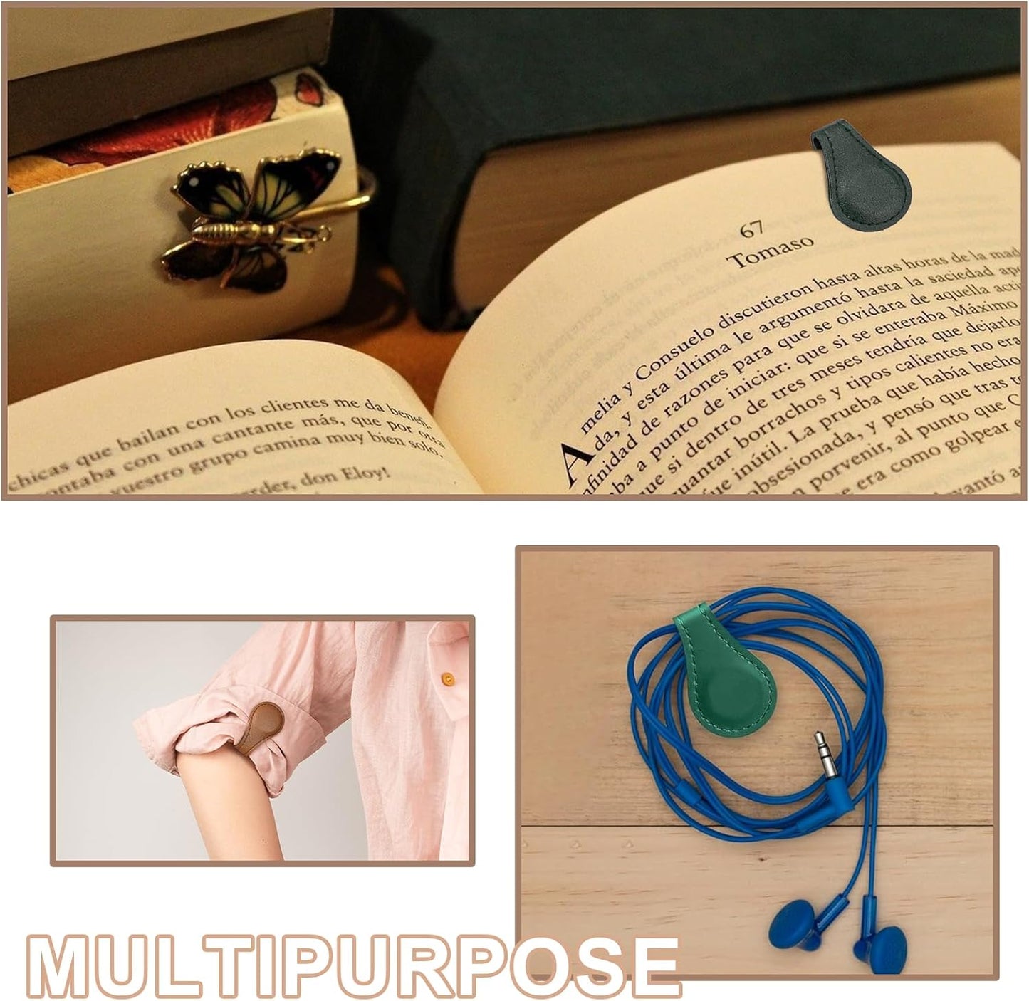 6PCS Magnetic Bookmarks,Magnetic Leather Bookmark,Magnetic Book Mark,Leather Magnetic Bookmarks for Women,Book Marker Clip Gift for Book Lovers, Men, Women, Teachers, Students, Book Accessories
