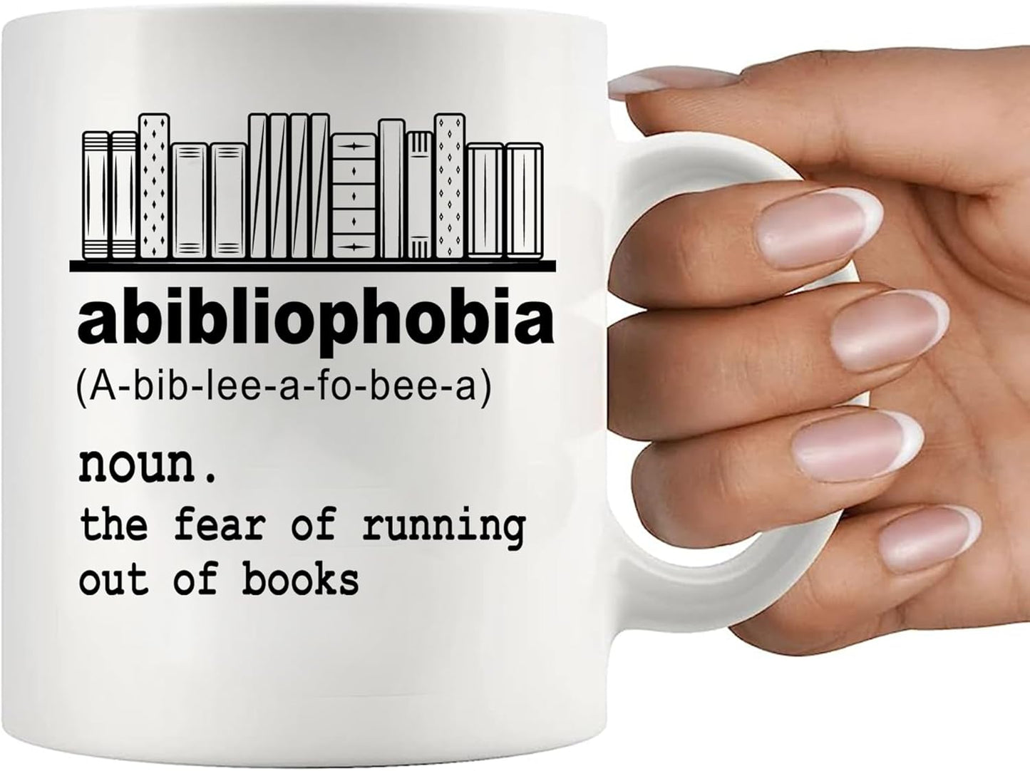 Panvola Abibliophobia Definition Mug Book Lover Gifts For Women Men Librarian Reader Novelty Drinkware Ceramic Coffee Mug White (11 oz)