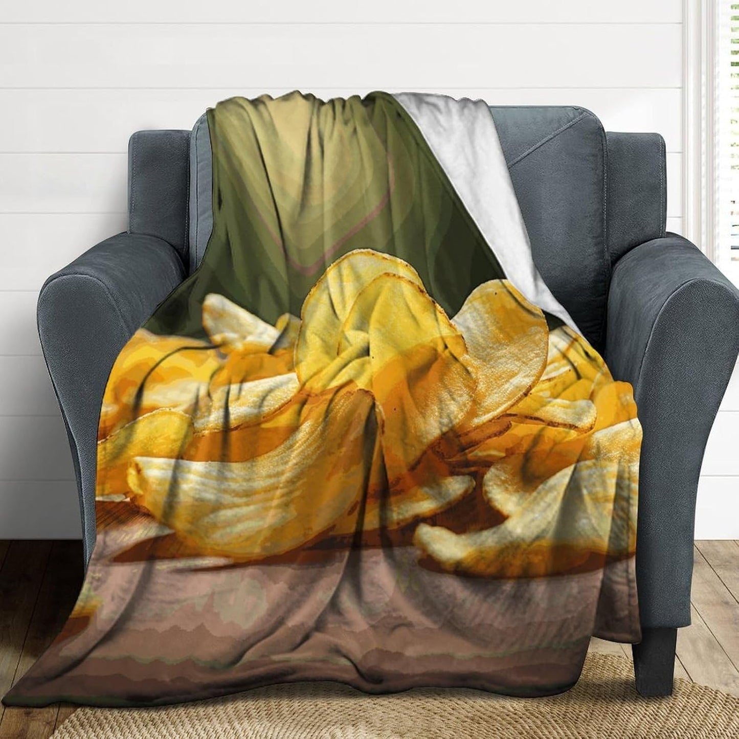 Potato Chips Blanket Super Soft Lightweight Throw Blanket Cute Cozy Warm Bed Blanket Decorative Fuzzy Blanket All-Season Home Decor Gift for Sofa Couch Living Room 50"*60"（130 * 150cm）