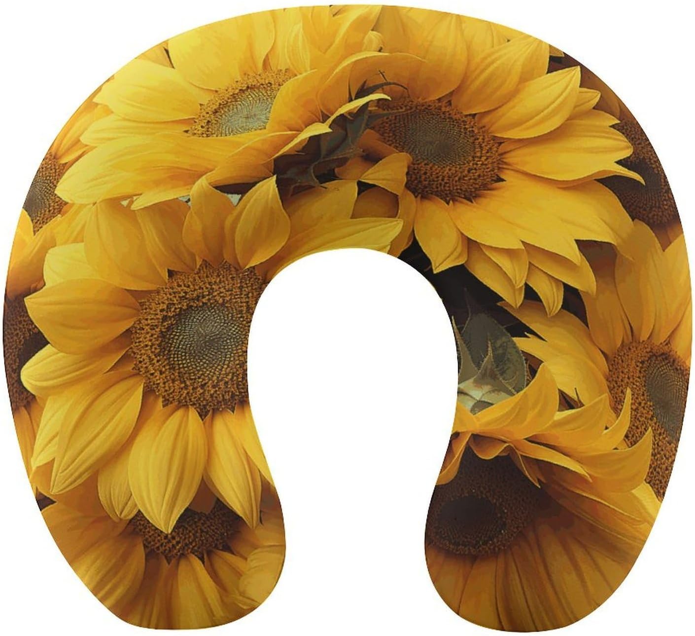 Many Sunflowers Neck Pillow Memory Foam U Shaped Pillows Portable Pillows for Shoulder Travel Head Support Pillow with Concealed Zipper for Airplane Car Home Office