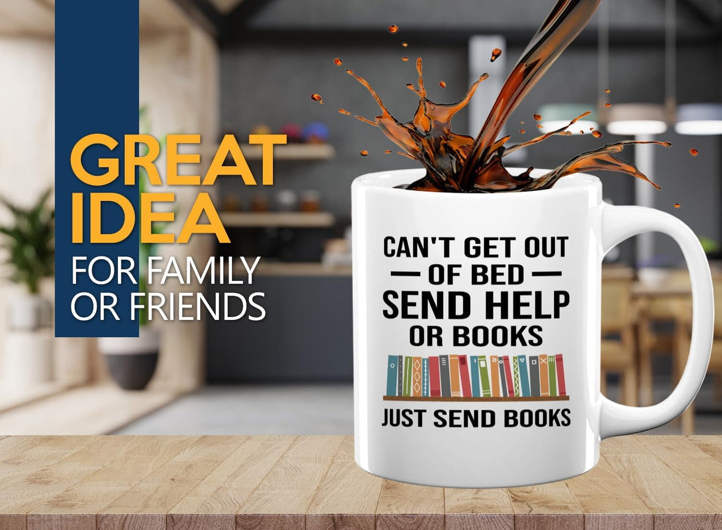 Book Lover Coffee Mug 11oz White -Just Send Books - Writer Editor Bookish Librarian Bibliophile Bookish Grammar Philosophers