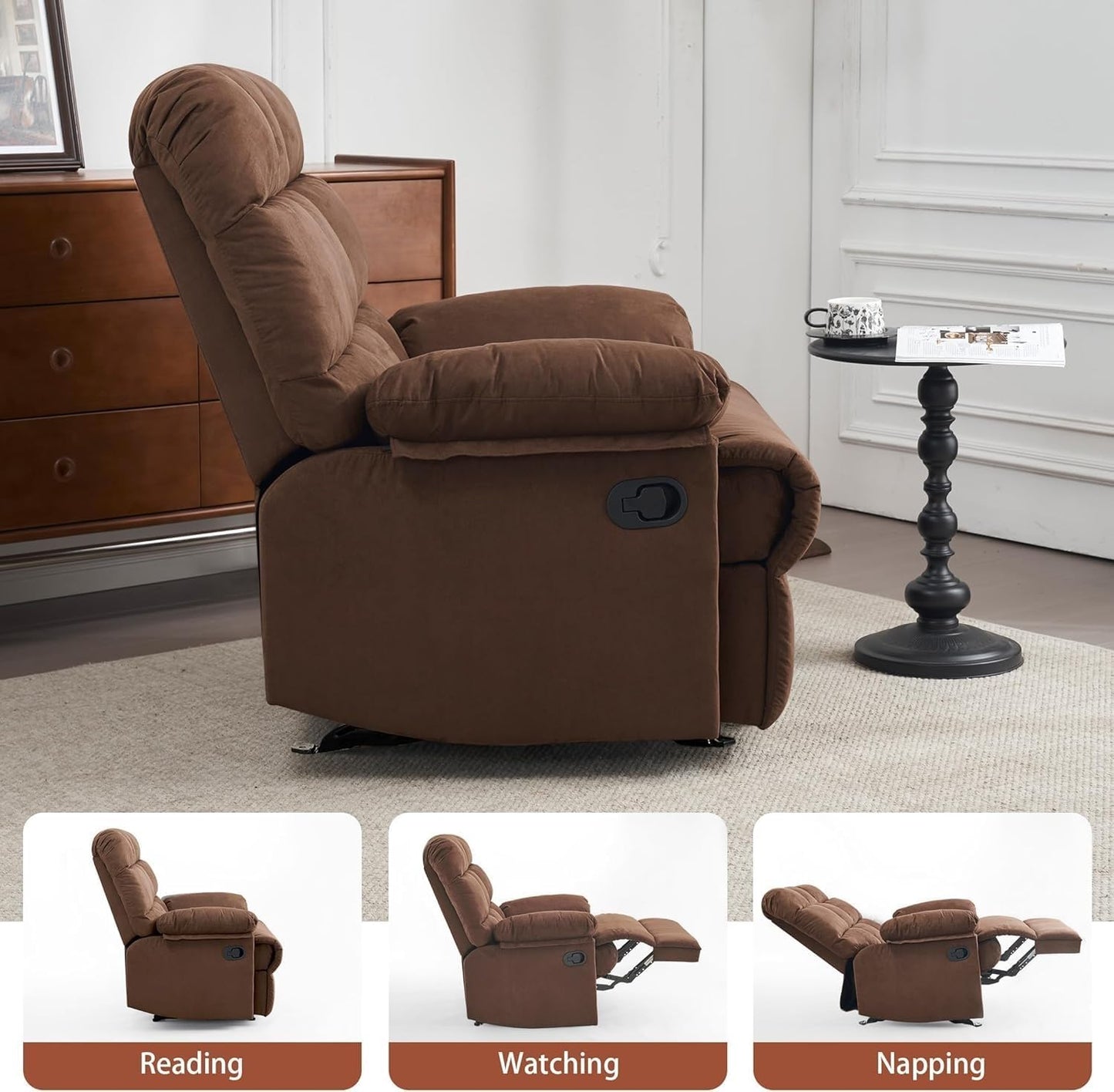 Oversized Elderly Power Lift Recliner Chair, Large Manual Recliner Sofa for Adults, Leisure Home Theater Seating Sofa with Massage and Heated(Blue)