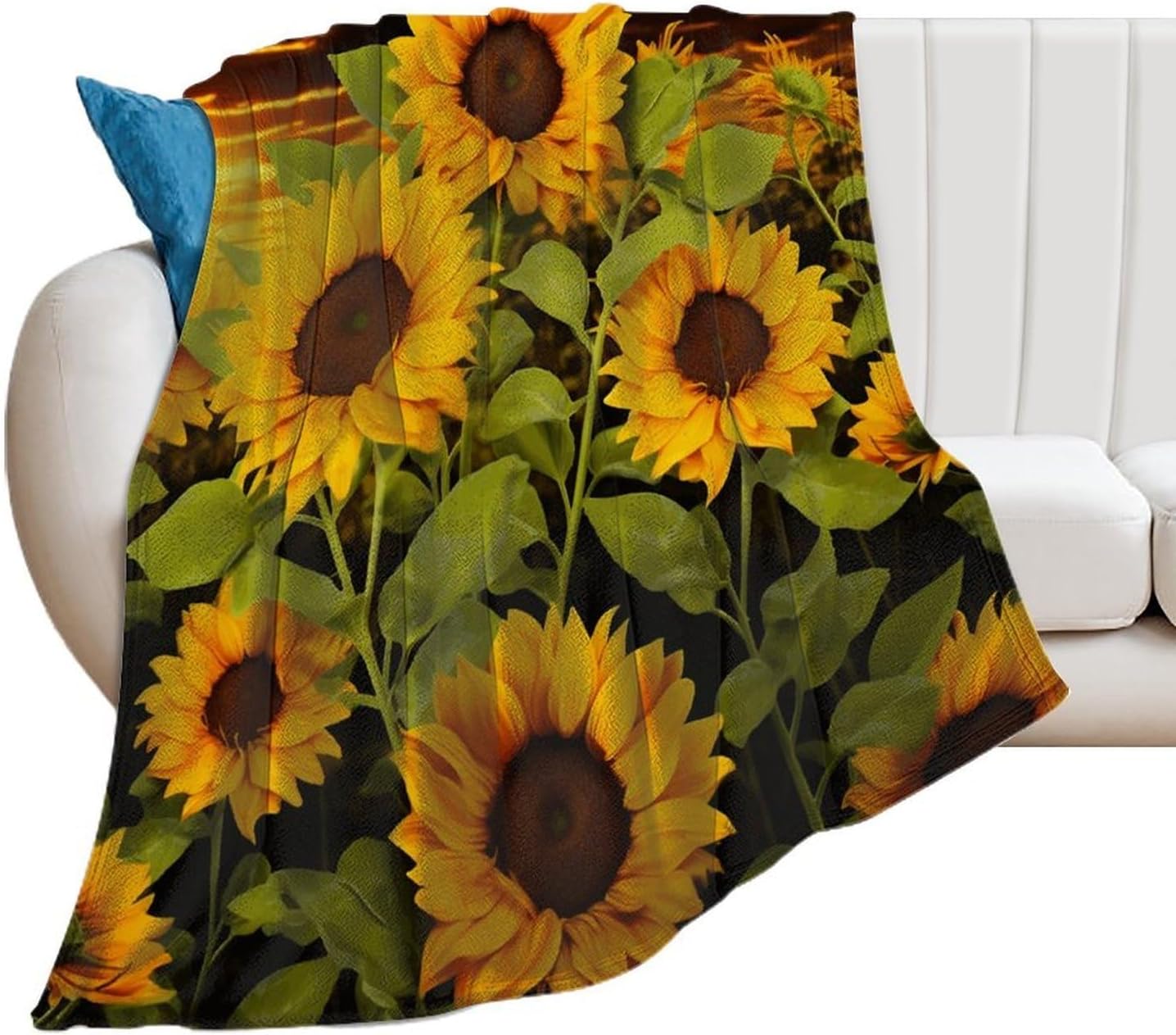 Sun Flower Throw Blanket for Couch Super Soft Warm Lightweight Throw Blankets Cozy Flannel Bed Blanket Cute Decorative Blankets for All Seasons Home Decor Gift 60"*80"（150 * 200cm）