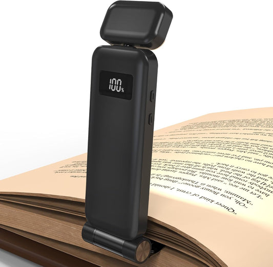 Rechargeable Reading Book Light with Clip & Battery Indicator - 9 Luminescence Mode Book Lamp for Night Reading in Bed, Portable 1.6 Oz Ultralight, Stocking Stuffers for Kids, Book Lovers