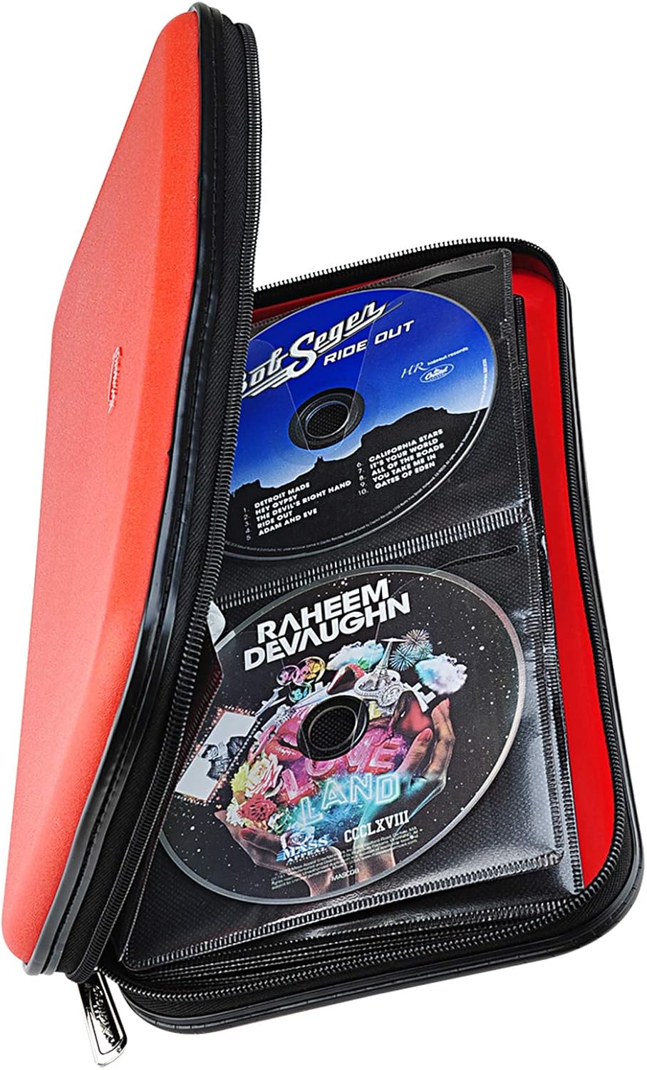 CD DVD Case, 72 Capacity Heavy Duty Wallet, DVD CD Case Holder for Car, Hard Shell Sturdy case, CD Disk Holder, DVD disc Binder, Booklet, Protective Blu-ray Wallet (72 Capacity,Red)