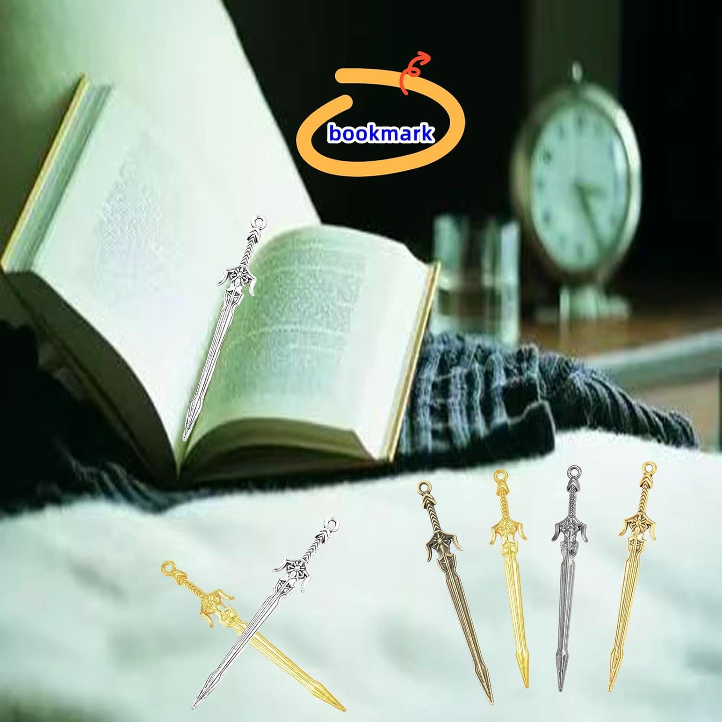 25 Pieces Sword Bookmark, Metal Bookmark, Charms Pendants Bookmarks, Your Reading Assistants, Classroom Prizes, Men Bookmarks for Book Lovers Presents Reading Crafting DIY