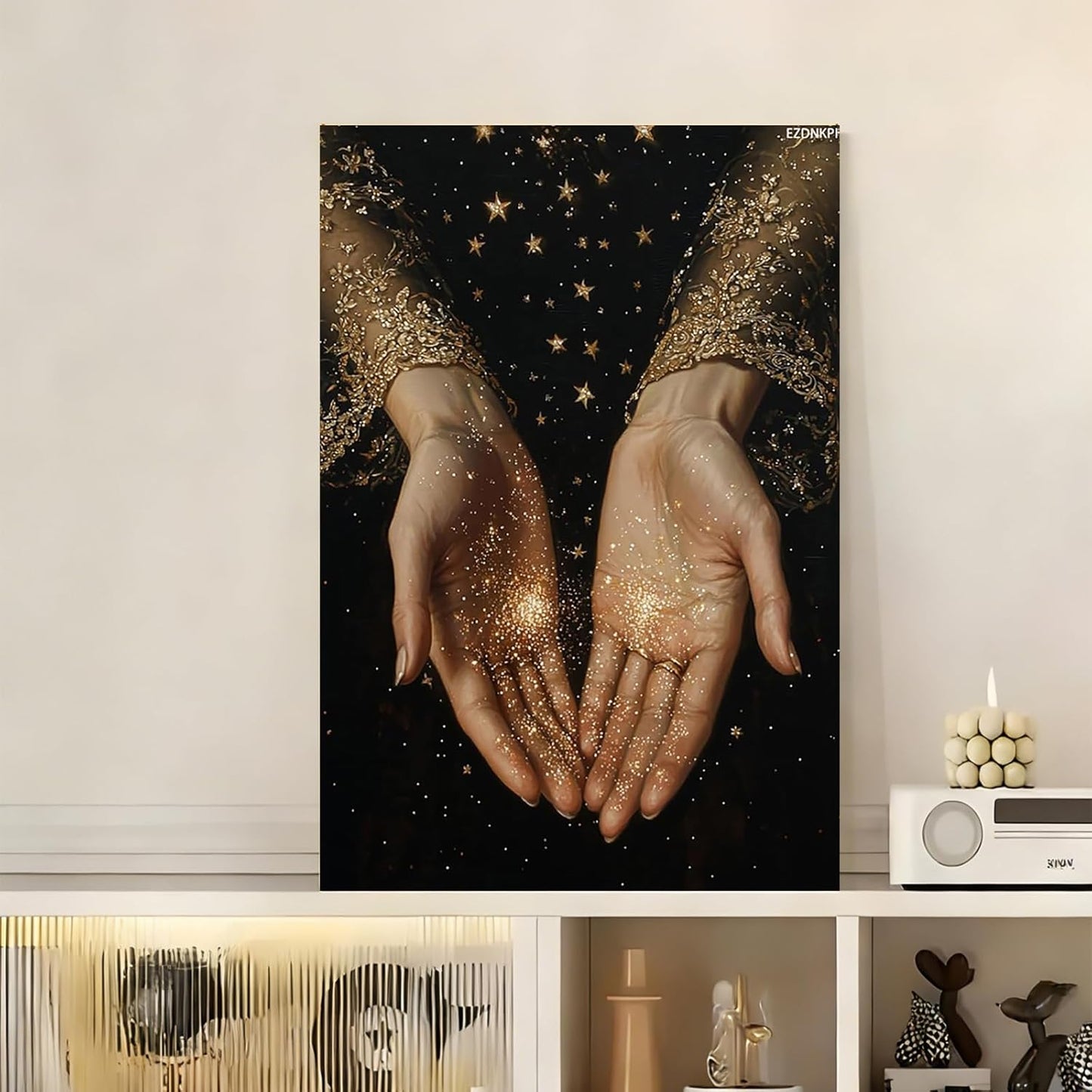 Dark Academia Witchy Celestial Art Stardust Moody Poster Prints Wall Art Canvas Picture Modern Family Bedroom Decor Funky Room Aesthetic Wall Decor Framed 8x12inch