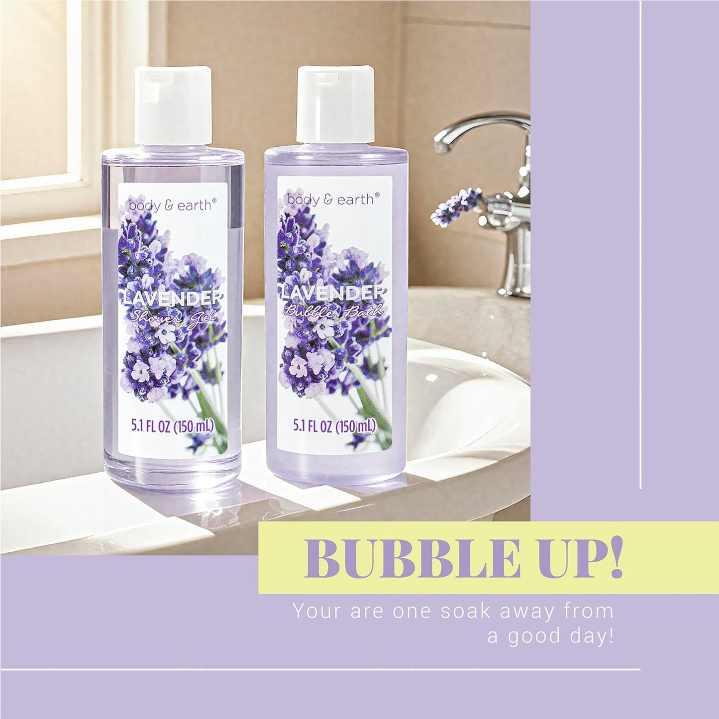 BODY & EARTH Spa Gift Baskets for Women 11pcs Lavender Gift Sets with Bubble Bath, Shower Gel, Body Lotion, Mom Birthday Gifts, Spa Kit, Purple Gift for Her, Mothers Day Gifts for Mom