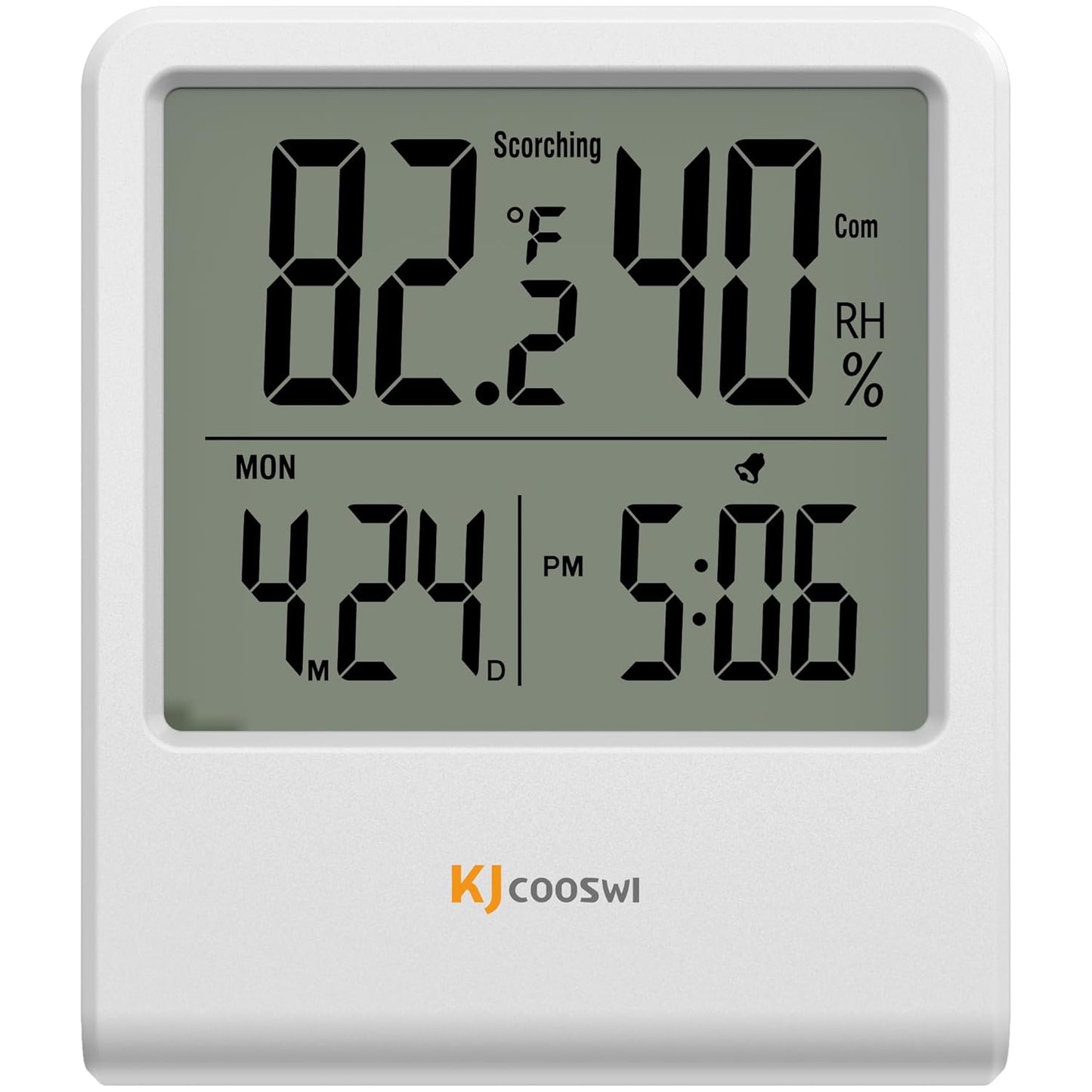 Indoor Thermometer, Room Thermometer and Hygrometer with Clock, Temperature and Humidity Meter with Clock, Double Comfort Indicator, Time, Date(White)