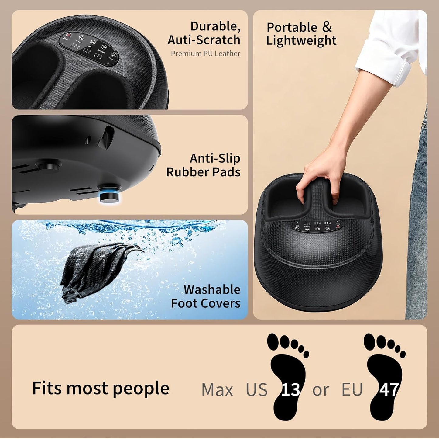 Shiatsu Foot Massager Machine with Heat : Deep Kneading Foot Massage with Vibration & Compression for Plantar Fasciitis & Neuropathy Pain Relief, Deep Tissue Foot Massager