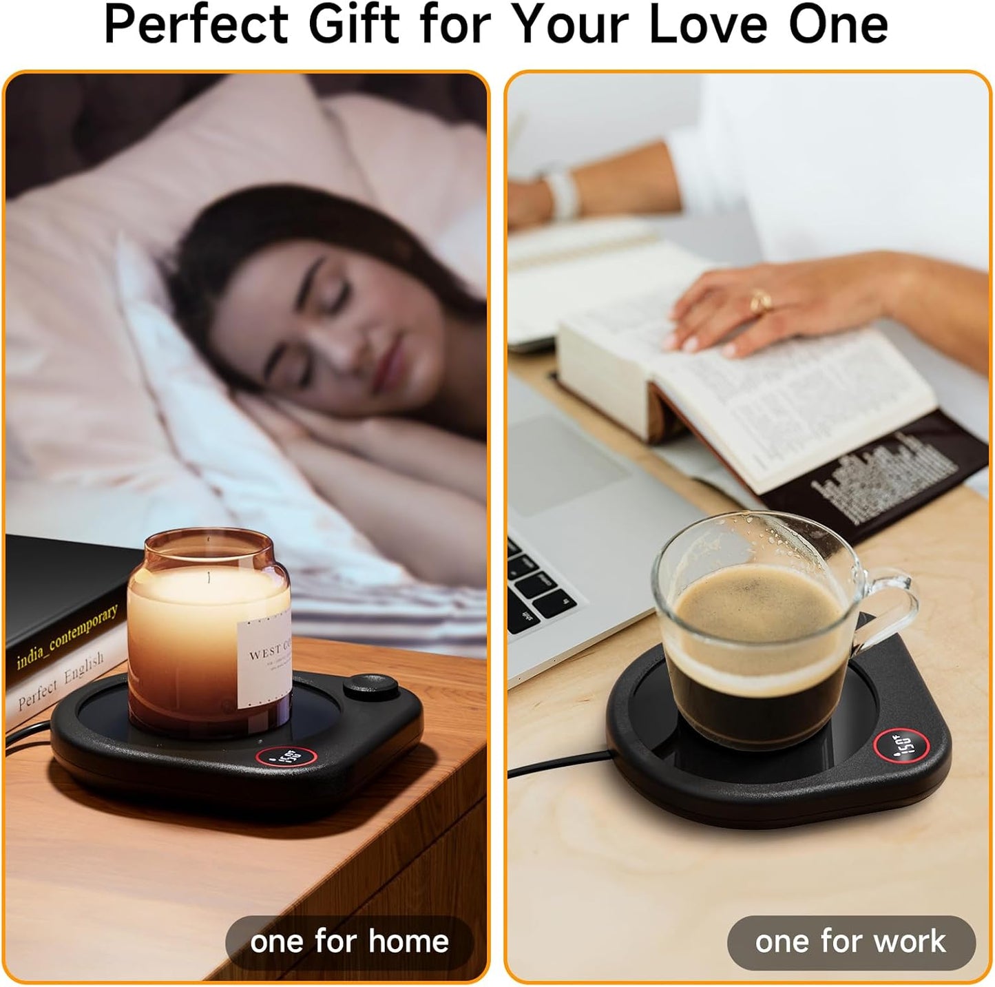 Coffee Mug Warmer Set, Heated Coffee Cup for Desk with Auto Shut Off, Smart Electric Heater for Tea Milk Beverages Candle with Adjustable Temperature Display