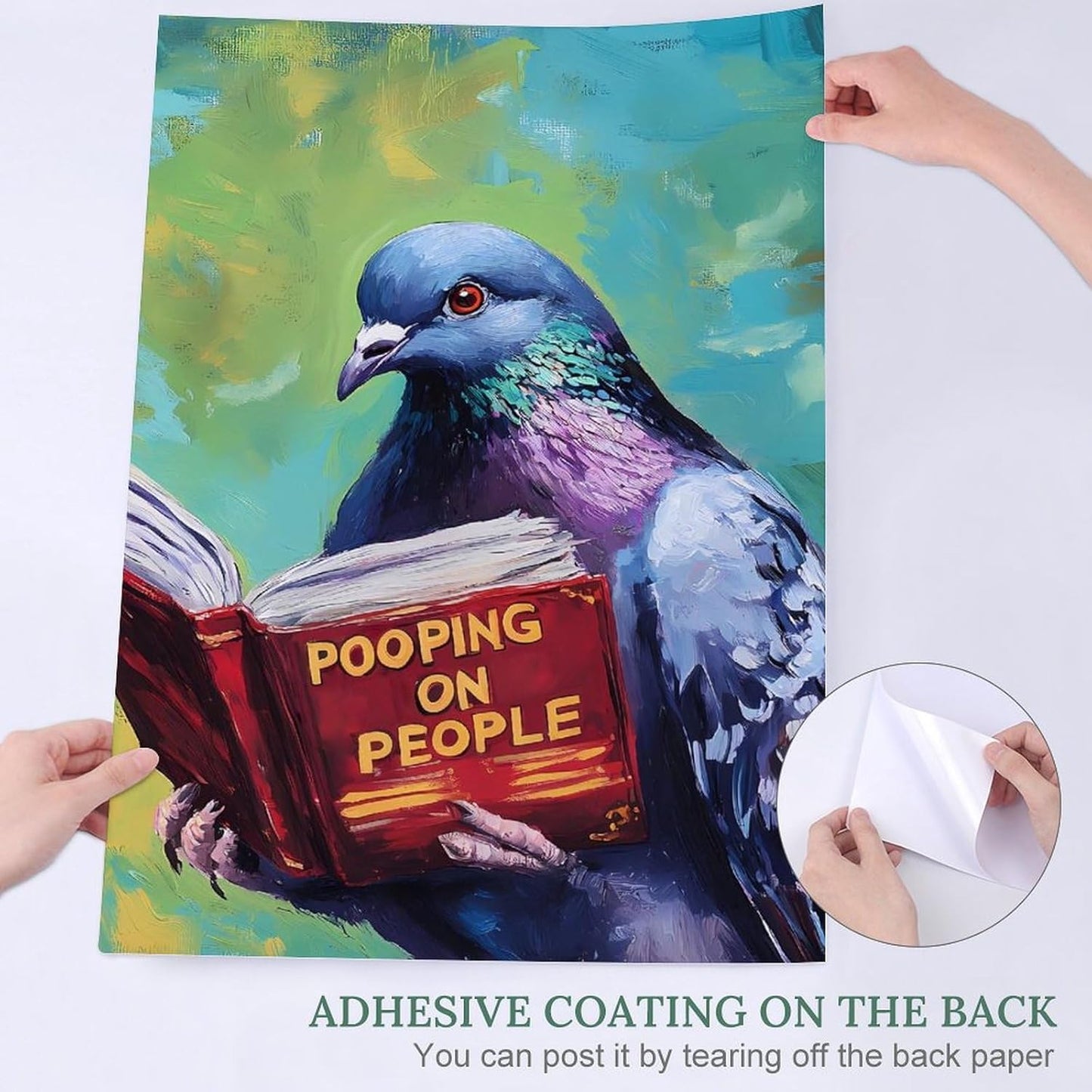 Pigeons Reading Pooping On People Personalized Poster Self-Adhesive Poster Printing Waterproof Home Decor Wall Art 30 * 45（cm）