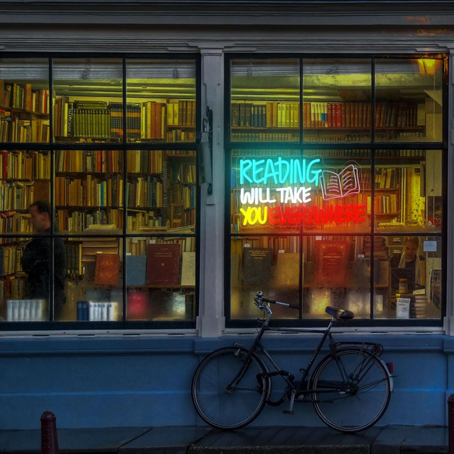 Read Neon Sign Reading Will Take You Everywhere Neon Signs, Read Books Neon Light for Wall Decor, Dimmable Student LED Neon Light Up Sign for Classroom Bedroom Bookstore Library Study Room Decoration Kids Presents