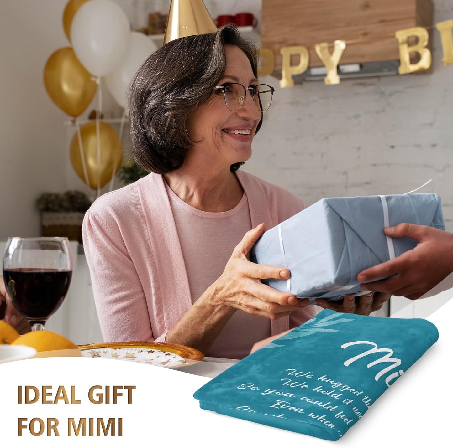 Afterprints Mimi Gifts Blanket, Birthday Gifts for Mimi, Mimi Gifts for Grandma, Soft Flannel Throw Blankets 50" x 60"