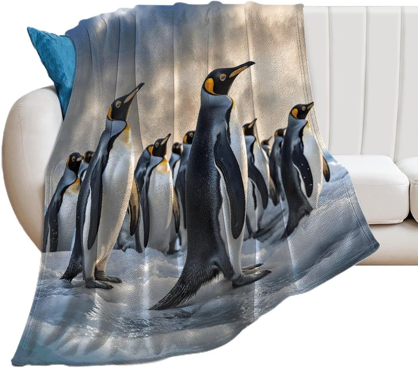 Sea Penguin Throw Blanket for Couch Super Soft Warm Lightweight Throw Blankets Cozy Flannel Bed Blanket Cute Decorative Blankets for All Seasons Home Decor Gift 40"*50" （100 * 130cm）