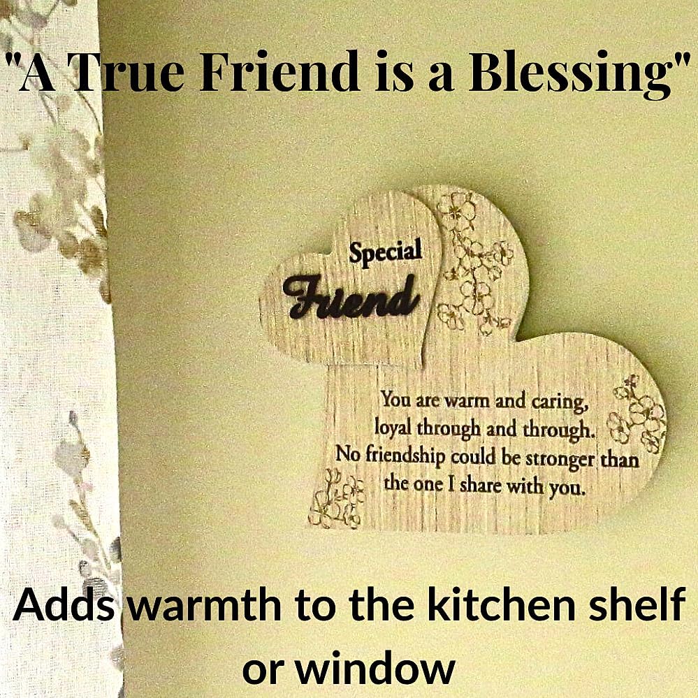 UNIDECO Friend Plaques For Women, Unique Gifts For A Special Friend, Special Gifts For Women Friends, Wooden Heart Decor For Shelf, Friendship Plaque, Best Friends Forever, Friendship Day Decorations