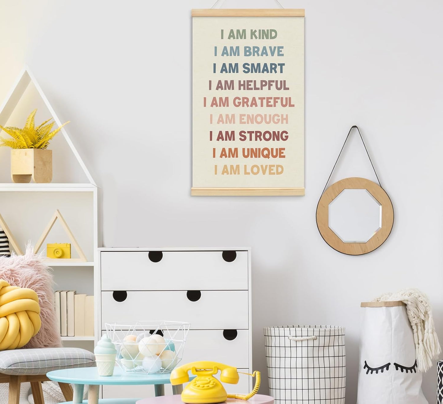 foedor Number Alphabet Poster Hanger Frame, Classroom Reading Corner Wall Decor for Kids Toddlers,Hanging Banner Decor for Nursery Girls Room Play Room, 16x24 Inch,Set of 2
