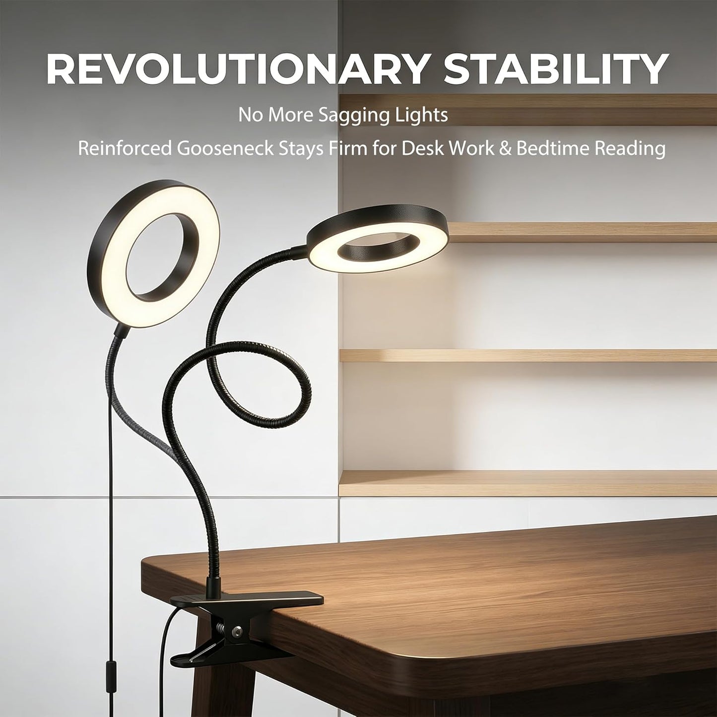LED Clip On Book Light Desk Lamp with 3 Color Modes,10 Brightness Levels Flexible Arm Night Light,USB Powered Eye-Care Bedside Reading Light for Kids Books in Bed, Table Lamp for Home Office Dorm