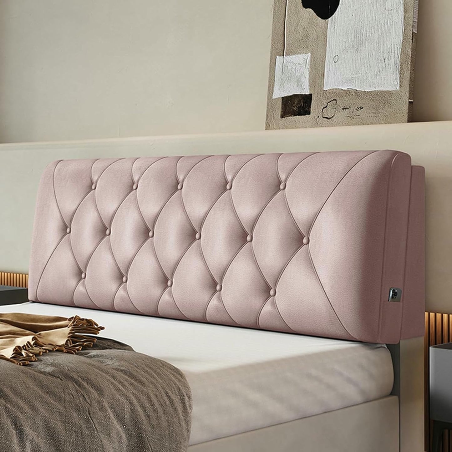 Headboard Rest Cushion Wall Pillow,Reading Pillow Lumbar Cushion Bed Backrest Bedside Upholstered Dorm Daybed Collision Pad with Removable Cover,Silver,Paste/47x23x4In