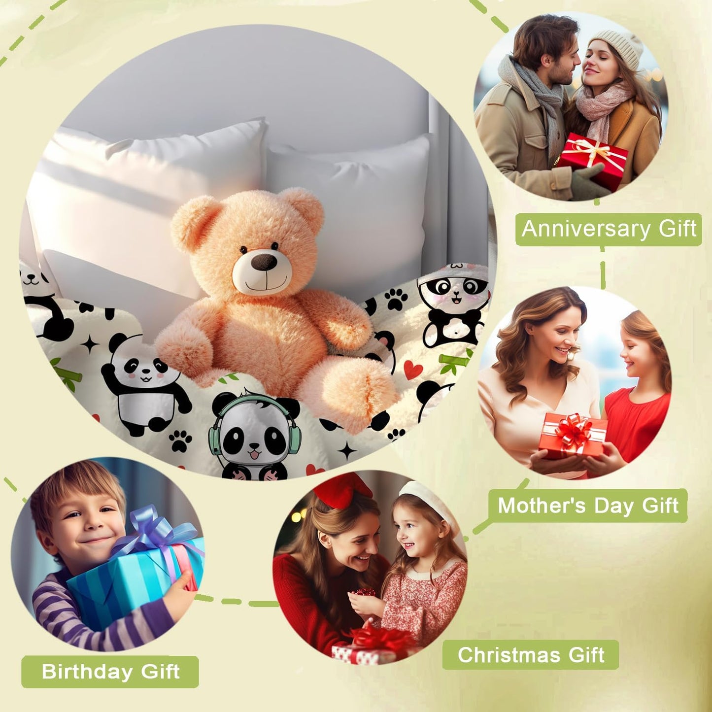 Panda Blanket Gifts for Panda Lovers Kids Teens,Pandas Accessories Stuff Animal Pattern Throw Blankets,Cute Pandas Theme Gifts for Women Girls Adults 60"x50"