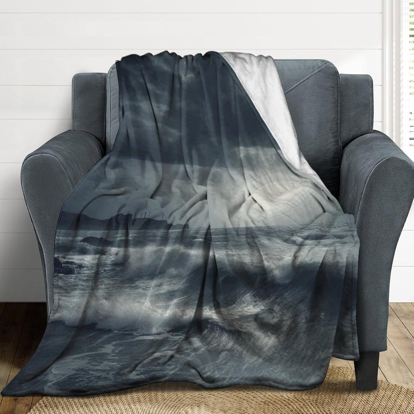 Stormy Sea Blanket Super Soft Lightweight Throw Blanket Cute Cozy Warm Bed Blanket Decorative Fuzzy Blanket All-Season Home Decor Gift for Sofa Couch Living Room 60"*80"（150 * 200cm）