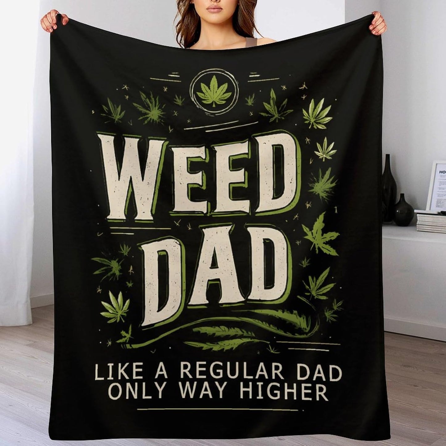 Funny Weed Dad Throw Blanket Fleece Blankets Soft Flannel for Couch Bed Pet Decorative Warm