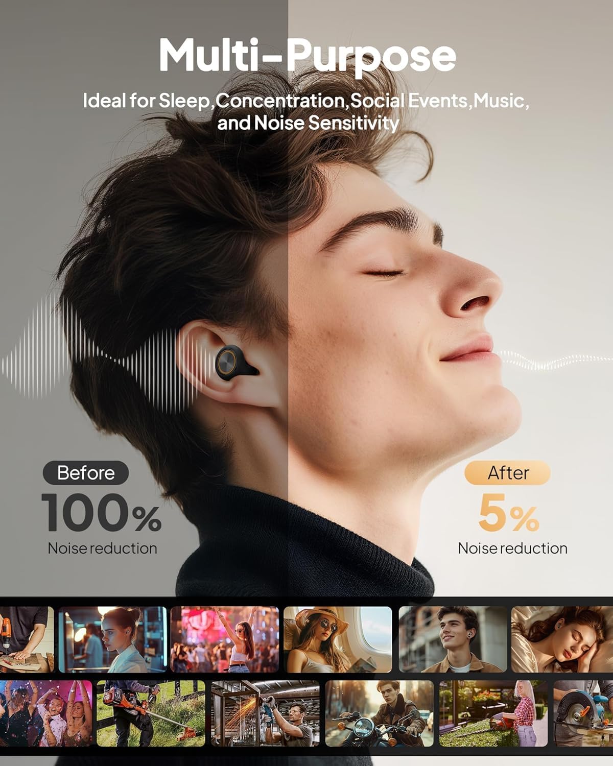 Ear Plugs for Sleeping, Soft Reusable Silicone EarPlugs for Sleep, Noise Cancelling 45dB Earbuds with 8 Eartips and Case, High-Fidelity Ear Plugs for Noise Reduction&Snoring, Concerts, Work, Airplane