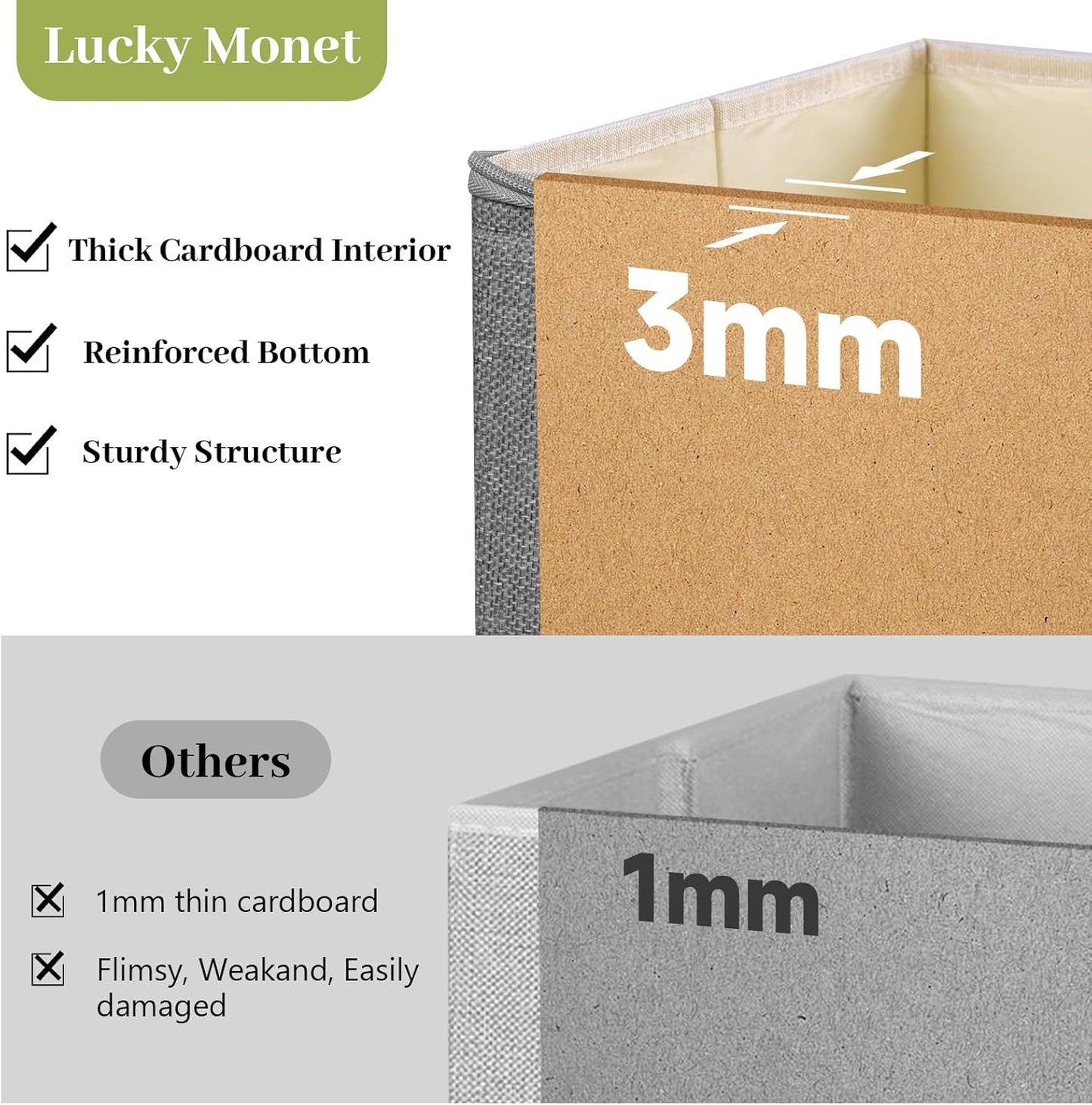 Lucky Monet 1PCS Storage Bins with Zipper Lids 10"x8"x7" Foldable Lidded Fabric Storage Boxes Baskets Cotton Linen Closet Shelf Clothes Organizer Container with Handles & Label Pocket (Grey, Small)
