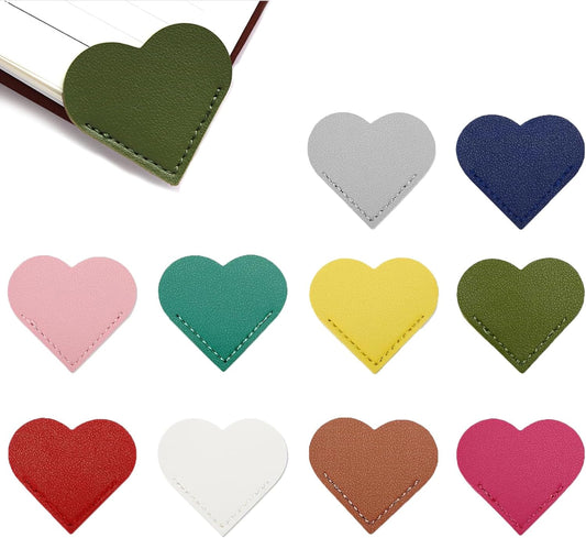 10Pcs Leather Heart Bookmarks for Women Heart Bookmark Page Corner Cute Book Marks for Reading Lovers Reading Accessories for Women Students - Back to School