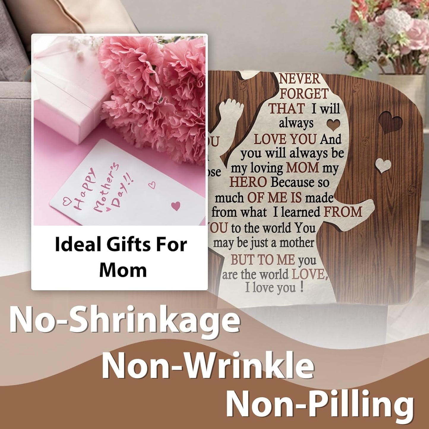 Gift for Mom from Daughter Son Flannel Throw Blanket, for Mama Women, Birthday Ideas, to My Mom Present, Farmhouse Soft Bedding Sofa Blankets 50 x 60 in